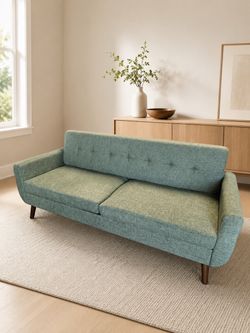 77.2" W Linen Sofa Couch, Mid Century Modern Decor Loveseat Couches for Living Room, Button Tufted Upholstered Small Couch for Bedroom, Solid, and Eas