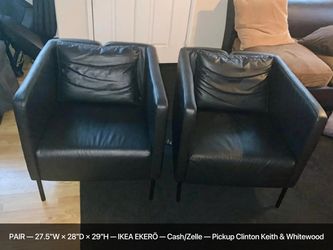 Pair of IKEA EKERÖ Black Faux Leather Chairs - $150