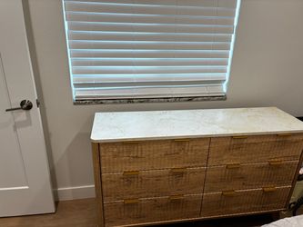 54" Wide Fluted 6 Drawer Dresser for Bedroom