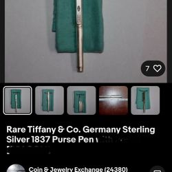 Rare Tiffany & Co. Germany Sterling Silver 1837 Purse Pen with Pouch