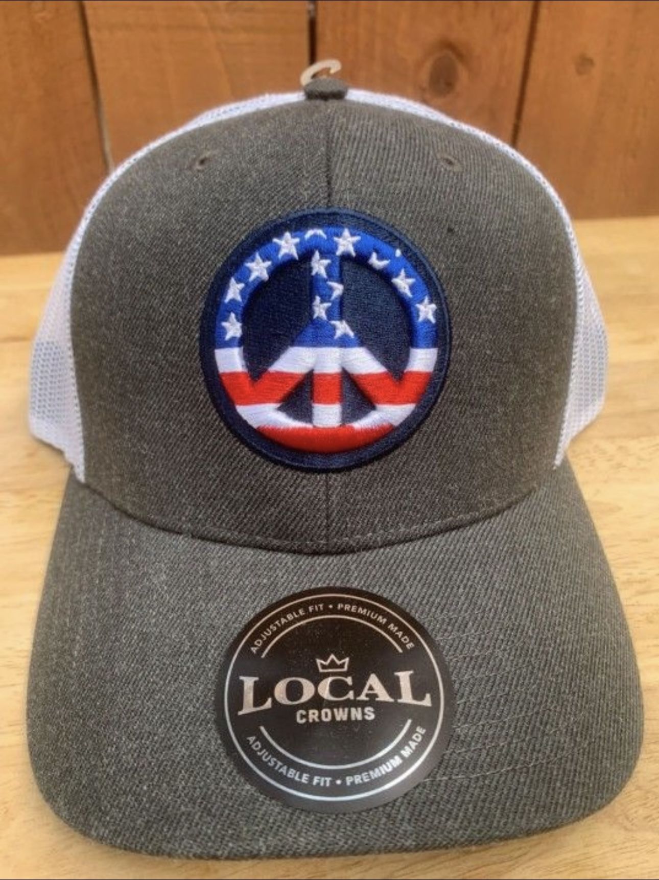 Local Crowns Hat Americana Peace Sign Flag Trucker Snapback