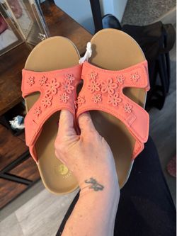 Coral summer Velcro adjustable sandal size 9