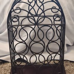 Large, Heacy Metal And Wood Free Standing Wine Rack - Intricate Style