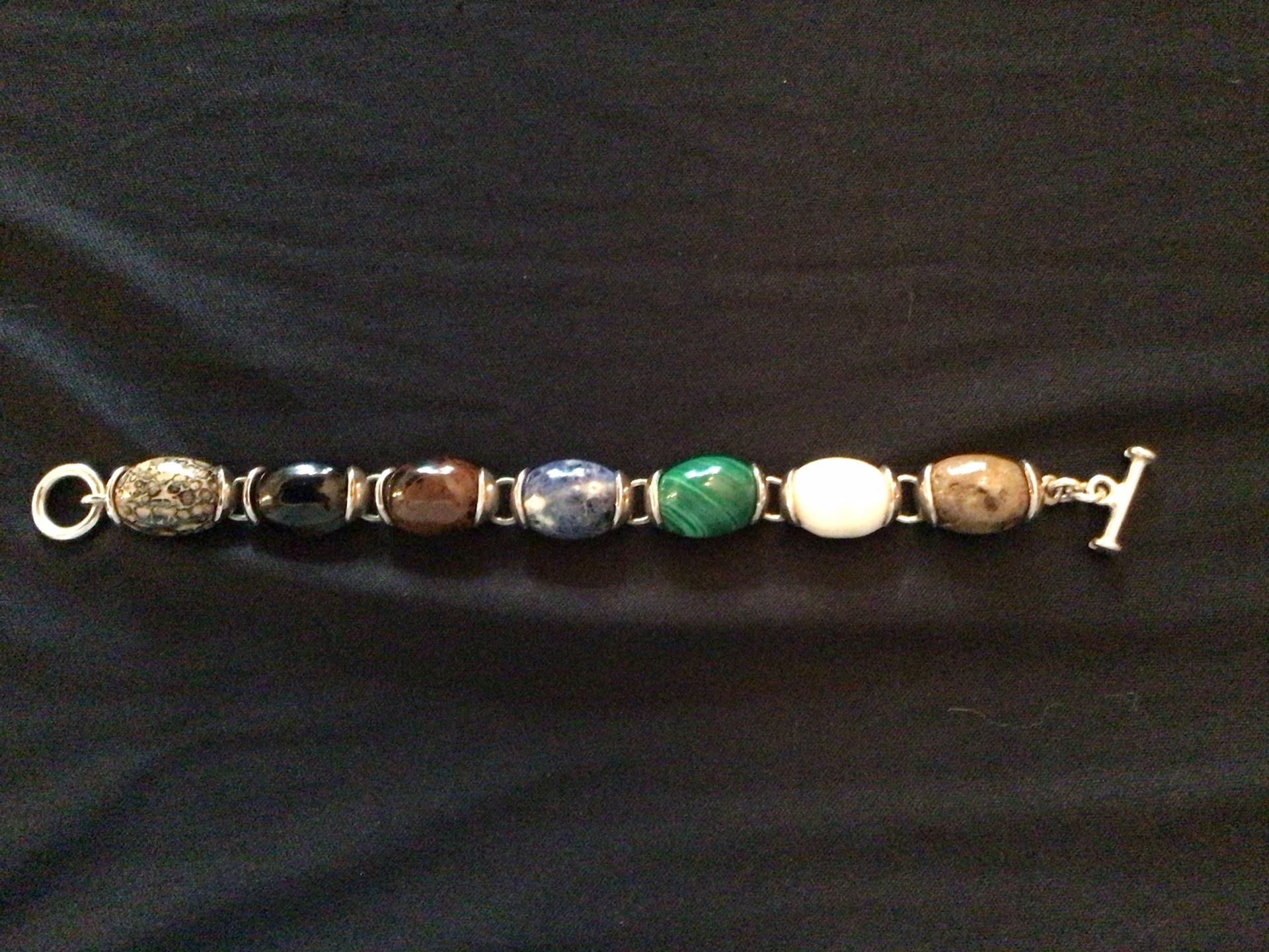 Sterling Silver Bracelet With Semi Precious Stones