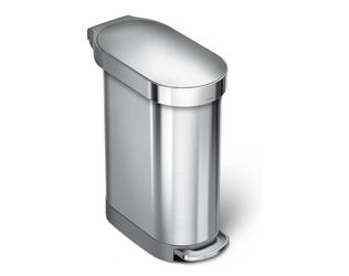 Simplehuman 12 Gallon Slim Hands-Free Kitchen Step Trash Can, Brushed Stainless Steel