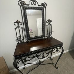 Vanity Table With Mirror And Chandle Stick 