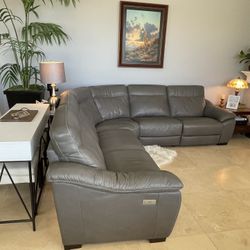 Fantastic Like-New Gray Leather Sectional from Macy’s