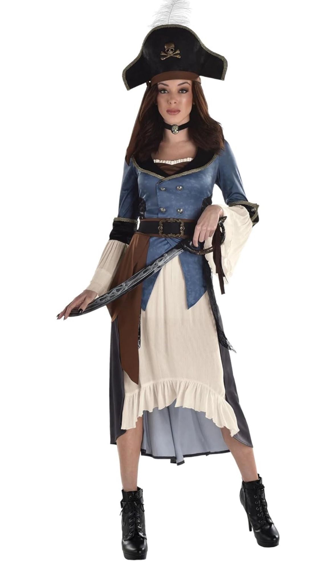 Womens Posh Pirate Halloween Costume 3pc Adult Medium 6-8
