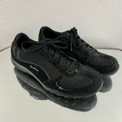 SKECHERS Y2K Black Leather Suede Relaxed Fit Casual Sporty Track Sneakers
