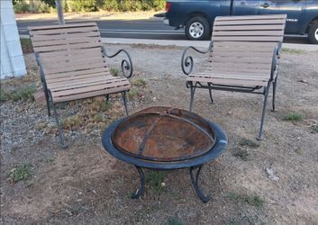 Vintage Iron Patio Chairs & Firepit