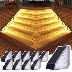 Solar Step Stair Lights Outdoor Yard Decor 10 Pack, IP65 Waterproof Deck Lighting for Outside Solar Powered, Solar Garden Light Decor for Fence, Backy