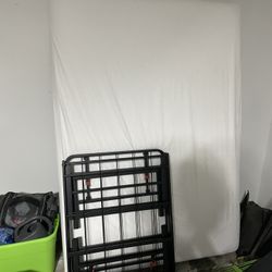 Full Size Mattress With Metal Bed Frame And Protective Cover
