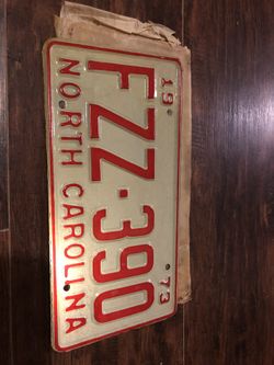 NOS 1973 North Carolina license plate new unissued