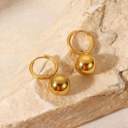 Ball Drop Hoop Earrings