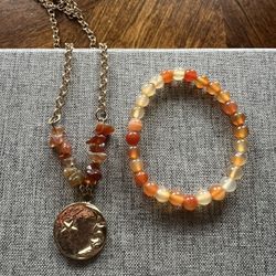 Handmade Carnelian Necklace And Bracelet