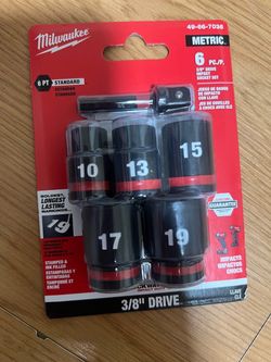 Milwaukee 6-Piece 3/8" Drive Metric Impact Socket Set