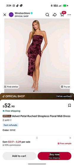 Windsor Velvet Strapless Floral Midi Dress medium