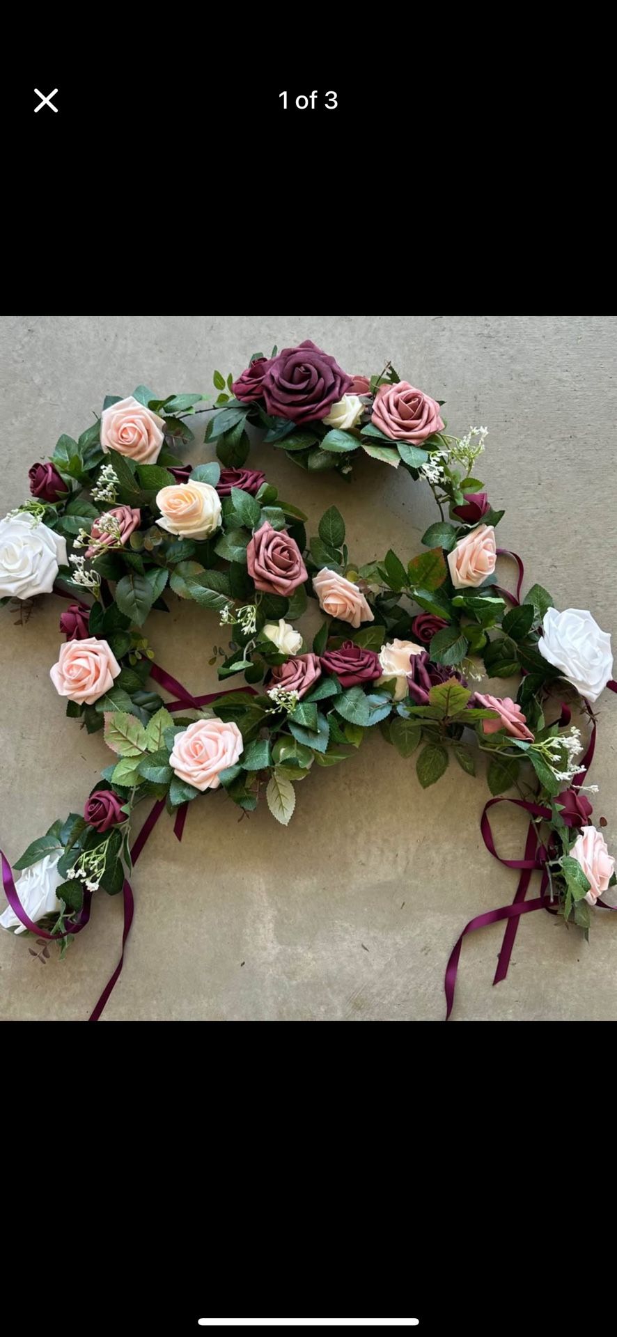 Wedding Burgundy and Blush floral swags/centerpieces