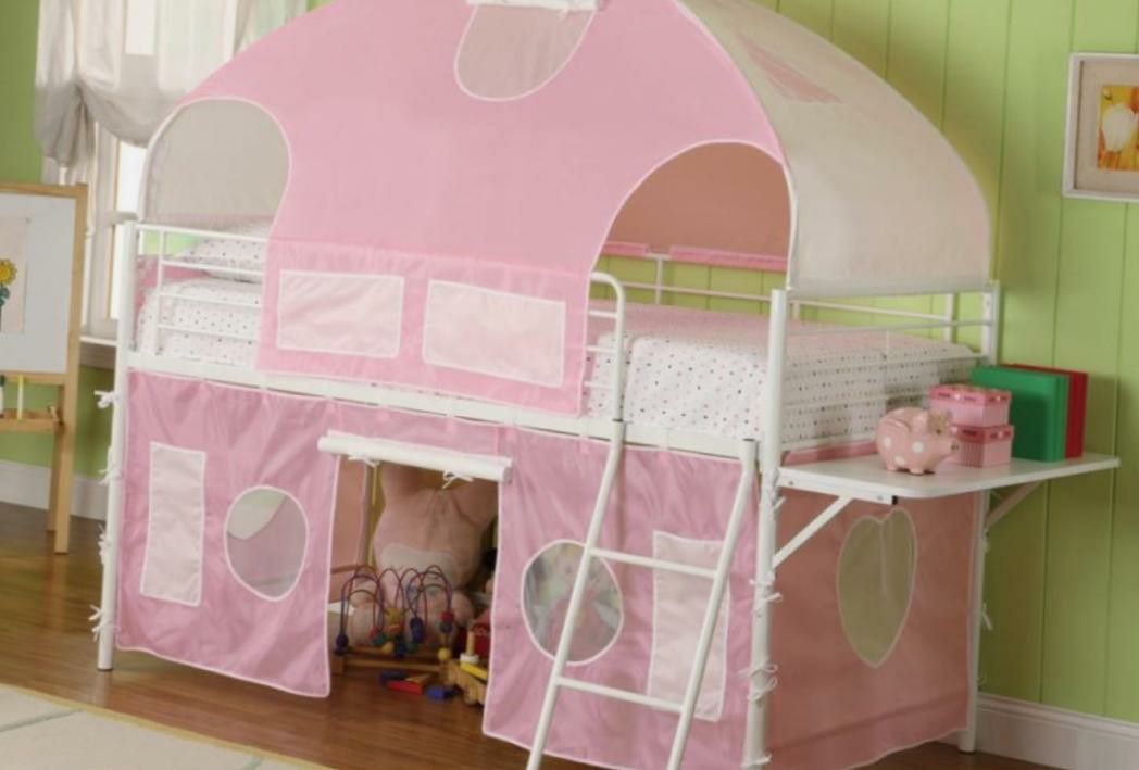 New Sweetheart Tent Loft Bed Pink and White