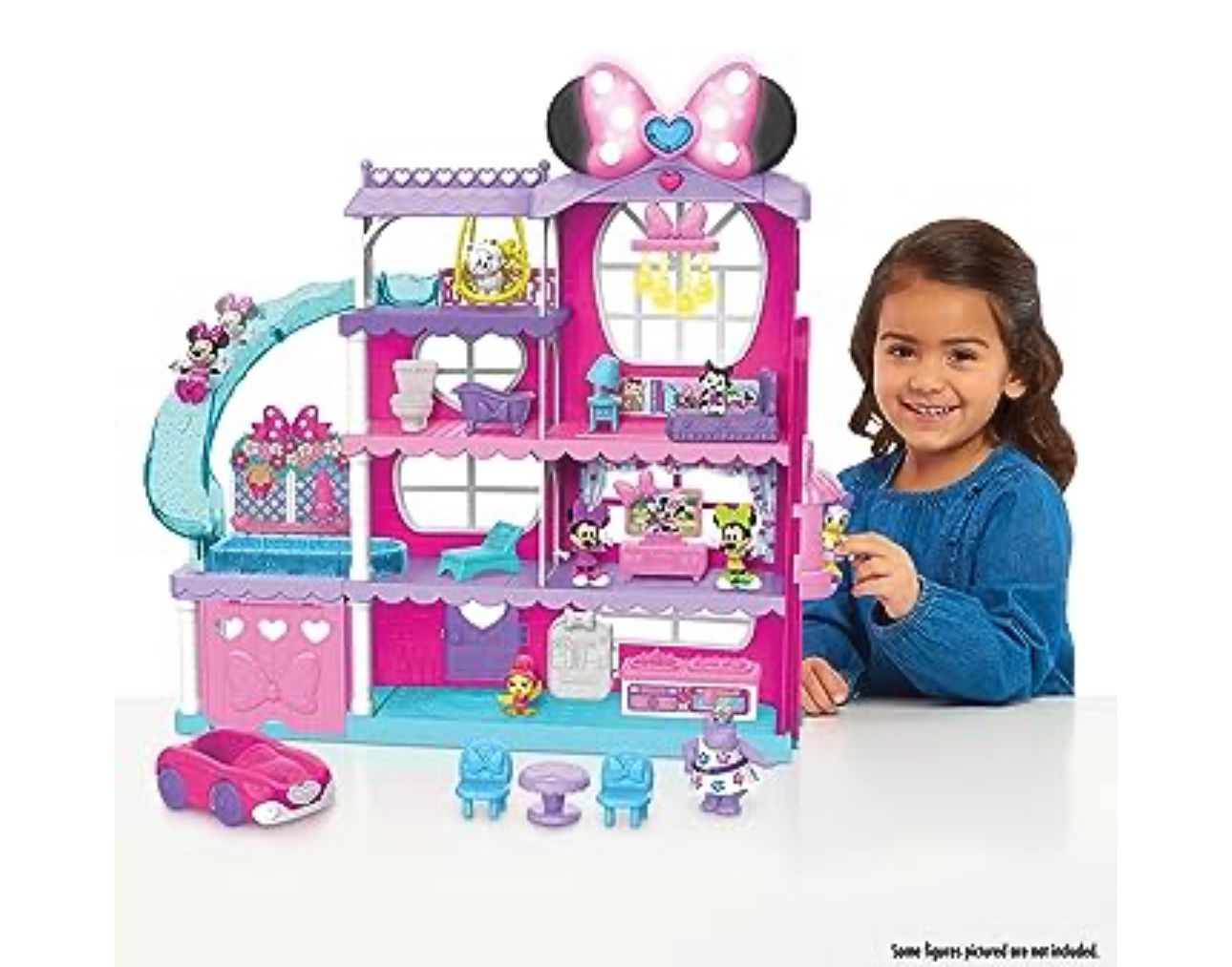 Disney Junior Minnie Mouse 22-inch Ultimate Mansion, 23-piece Toy Figures and Playset