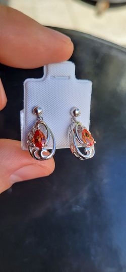 Natural Sapphire And Diamond Silver Earrings