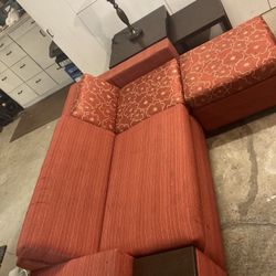 Handsome sleeper Sofa With Ottoman And Side Table