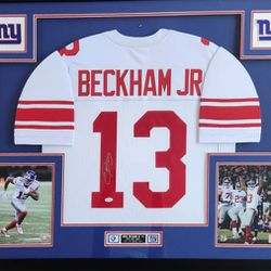 Framed Odell Beckham Jr. Autographed New York Giants Jersey (JSA Authenticated)