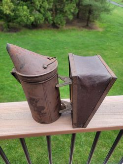 Vintage Bee Smoker with Maroon Bellows - Farmhouse Decor