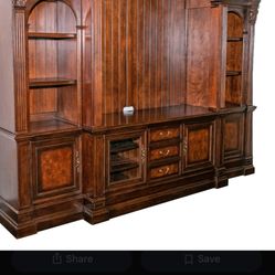 Entertainment Wall Unit -cherry Wood Hooker Brand