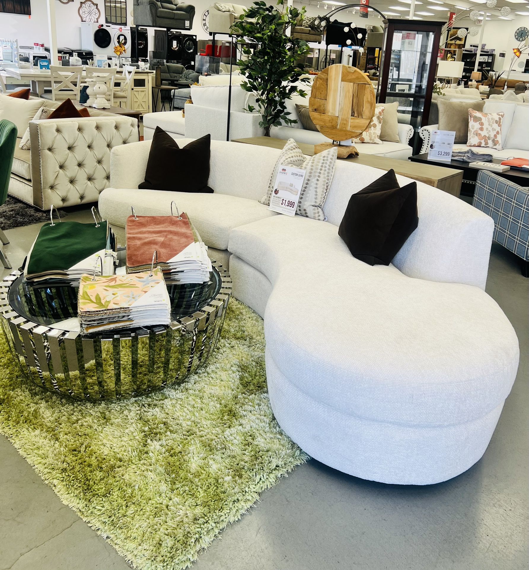 BESPOKE UPHOLSTERY TO CUSTOMIZE THIS “SERPENTINE SILHOUETTE” CURVED SOFA !! MULTIPLE FABRICS & COLORS!!(size Too)