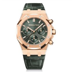 2023 Audemars Piguet Royal Oak Chronograph 26240OR | Rose Gold | Green Dial | Complete Set