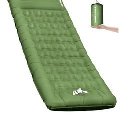 Camping Sleeping Pad, 5.5" Extra Thick Inflatable Sleeping Pads Sleeping Mat Compact with Pillow, Built-in Foot Pump, for Camping, Backpacking, Hiking
