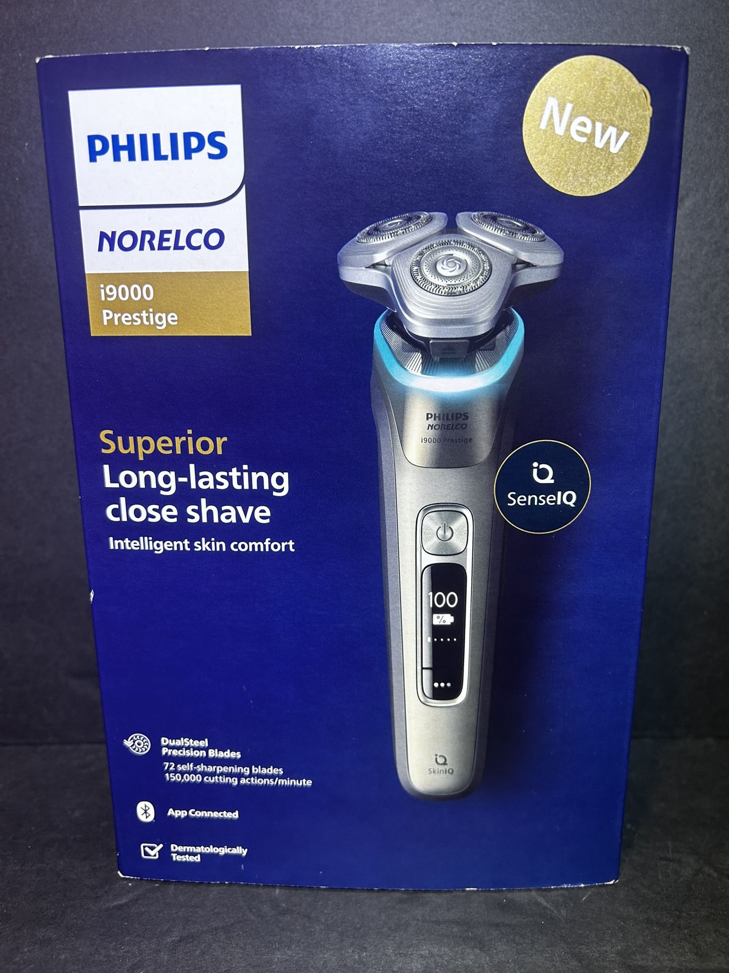 Philips Norelco Shaver i9000 Prestige - Wet & Dry Electric Shaver, Gold Oyster, Sense IQ Technology, Triple Lift & Cut System, 360 Rotating Dual Steel