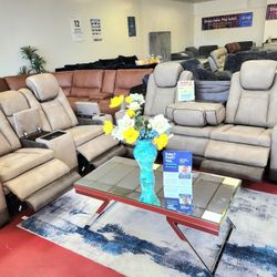 Electric Reclining Livingroom Furniture Couches Sofa Sets Only $49 Down No Credit Needed Financing 