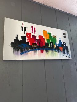 Abstract City Skyline Canvas Painting