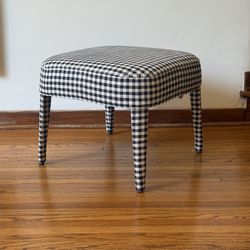 Maxalto Footstool Ottoman in Black and White Checker Upholstery - designer furniture