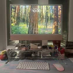 Pink Apple 2021 iMac: 24-inch Retina Display, 8GB RAM, & 256GB SSD Storage