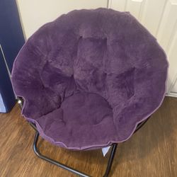 X-Large Foldable Purple Faux Fur Saucer/Dorm Chair