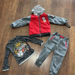  Toddler Baby Boy Fleece Fall Winter Hoodie T-shirt Pant 3-Pieces