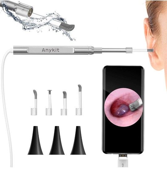 Anykit Ear Wax Removal Tool, HD Otoscope for Android and PC-NOT for iPhone/iPad, Ultra Clear View Ear Camera with Wax Remover, Ear Endoscope with LED