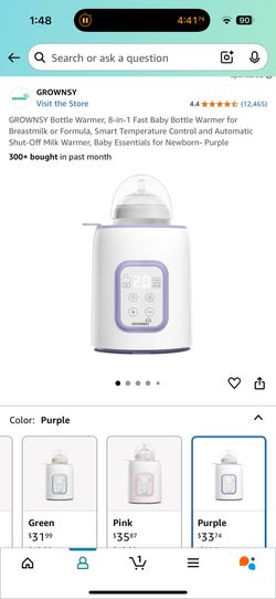 Brand New Grownsy Purple Bottle Warmer 