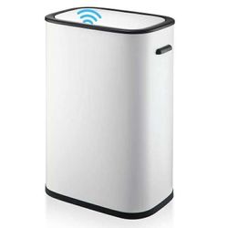 14.5 Gallon Motion Sensor Trash Can, Touchless Automatic Lid, Odor Control, Polished Oval Design, Battery-Powered, Soft-Close Lid, Kitchen & Bathroom 