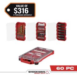 Milwaukee SHOCKWAVE Impact Duty Alloy Steel Screw Driver Bit Set with PACKOUT Case (60-Piece