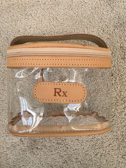 Jon Hart Design Clear Makeup Case Natural Leather Trim Vintage Rx Monogram
