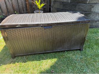 Outdoor Wicker resin Patio Storage Chest Bin with Handles