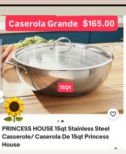 Caserola Grande de 15 qt Prepara grandes Cantidades De Comidas $165.00 Princess House Ventas Finales