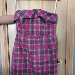  Dress Sleeveless Pink Plaid Size M
