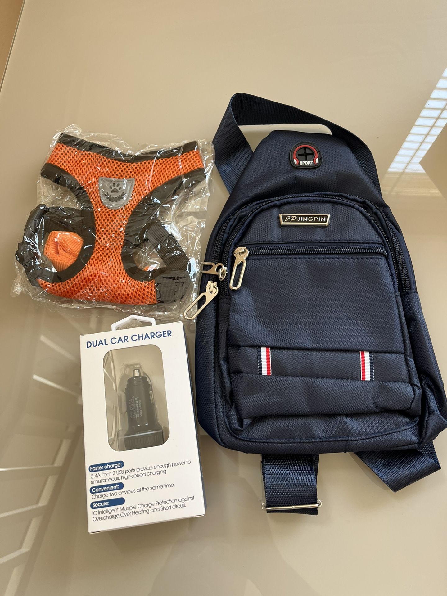 Puppy Harness ,men Chest Bag,& Car Charger