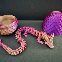 3D Printed Articulated Magic Crystal Dragon with Dragon Scale Egg 
