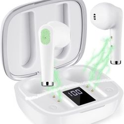 Wireless Earbuds True Bluetooth Headphones: Noise Cancelling Earphones with Removable Earhooks, TWS Earbuds in-Ear Headphone with Mic Power Display 